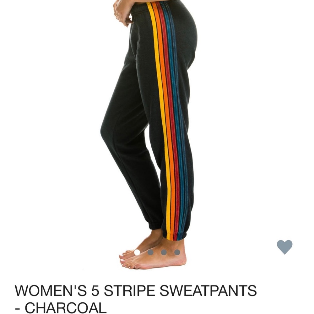 Aviator Nation | Women’s 5-stripe Sweatpants in Charcoal | Size Small